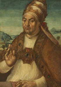 Porträt von Papst Sixtus IV. della Rovere von attributed to Pedro Berruguete