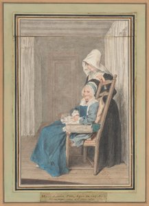 Marie Louise Petit im Alter von 105 Jahren mit ihrer jungen Krankenschwester von called Carmontelle Louis de Carrogis