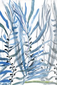 Fließende blaue Botanicals