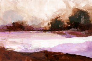 Landschaft im lila Dunst