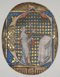 Fragment aus einer Kanzelbibel: Initiale E[t fecit Josias] mit Josia, der den Altar besprengt