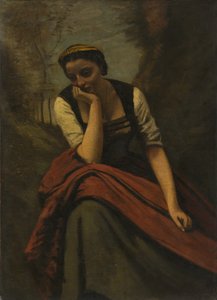 Meditierende Frau von copy after Jean Baptiste Camille Corot