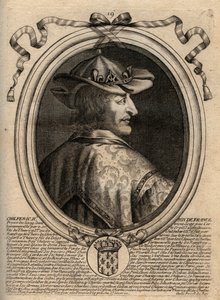 Porträt von Chilperich II. (ca. 670 - 721), König von Neustrien - Gravur aus 