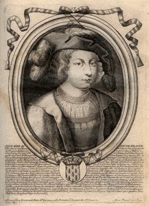 Porträt von Chlothar III. (652 - 673), König von Neustrien und Burgund - Chlothar III. oder Chlothar III., König der Franken aus dem Haus der Merowinger - Gravur aus 