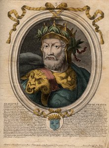 Porträt von Merowech (ca. 448-458), erster König der Merowinger - Gravur aus 