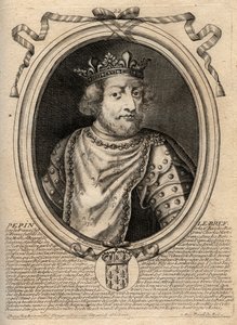 Porträt von Pippin III. genannt Pippin der Kurze (714-768), König von Frankreich - Gravur aus 