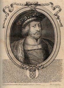 Porträt von Theuderich III. (ca. 657-691), König der Franken von Neustrien (673-675) und König aller Franken (679-691) - Gravur aus 