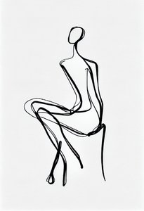 Sitzende Frau, Einlinienzeichnung Silhouette