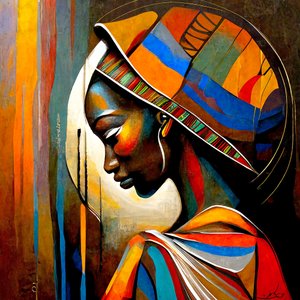 Abstrakte Kunst: Afrikanische Frau im Gebet