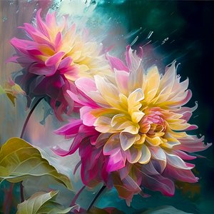 Abstrakte rosa Dahlienblume im eisigen Wind von F. Abderrahim
