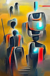 Abstrakte Silhouettenmalerei, mystische Schatten, Wandkunst von F. Abderrahim