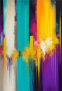Abstrakte Komposition, lebendige & warme Farben