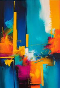 Abstrakte Komposition, lebendige & warme Farben