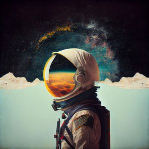 Abstrakter einsamer Astronaut im Weltraum