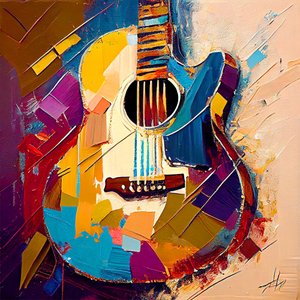 Abstrakte Musik-Kunst, Elektrische Gitarre von F. Abderrahim