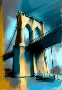 Abstrakte Skizze Brooklyn Bridge auf Leinwand