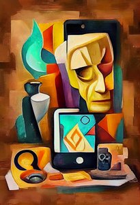 Abstrakte surrealistische Malerei, inspiriert von Picasso