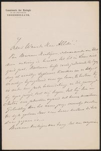 Brief an August Allebé von jonkheer Gijsbert van Tienhoven