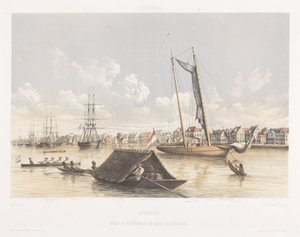 Ansicht der Uferpromenade und Reede von Paramaribo