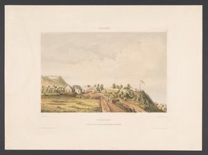 Sint-Eustatius (Ansicht auf Fort Oranje, den Krater, vom Pfarrhaus aus gesehen)