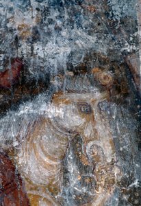 Pferd, Fresko in der Kirche von Agia Paraskevi, Anisaraki, Kreta, Griechenland (Foto) von Theodore Charles Ange Coquelin