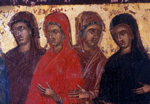 Fromme Frauen, Holztafel in der byzantinischen Kirche von Palea Roumata, Kreta, Griechenland (Foto) von Theodore Charles Ange Coquelin