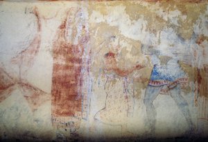 Frau und Jugendlicher, Fresko, Grab der Blauen Dämonen, Nekropole von Tarquinia (UNESCO-Welterbeliste, 2004), Latium, Italien, etruskische Zivilisation, 5. Jahrhundert v. Chr. (Foto)