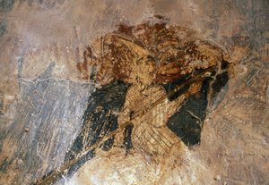 Mann zu Pferd, Fresko in der Kirche Agios Georgios, Komitades, Kreta, Griechenland