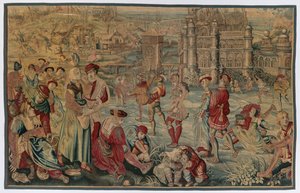 Winter: Eislaufszene von possibly by Gobelins Manufactory