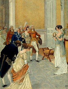 In den Tuilerien, Minister, Diplomaten und Staatsräte verlassen die Konsuln, die den Sieg von Marengo angekündigt hatten (der erste Italienfeldzug (1796-1797) kam, um Josephine de Beauharnais (1763-1814) zu gratulieren; sie hält einen Lorbeerkranz getrennt