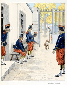 Illustration aus dem Buch „A la gloire des betes“, Text von A. Fabre, Zeichnungen von Jacques Marie Gaston Onfray de Breville dit JOB (1858-1931): Der Barbet Dagobert von pseudonym for Onfray de Breville Jacques Job