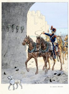 Illustration aus dem Buch „A la gloire des betes“, Text von A. Fabre, Zeichnungen von Jacques Marie Gaston Onfray de Breville dit JOB (1858-1931): Der Mitraille-Pudel