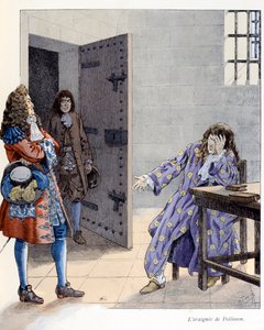 Illustration aus dem Buch „A la gloire des betes“ Text von A Fabre, Zeichnungen von Jacques Marie Gaston Onfray de Breville dit JOB (1858-1931), Verlag Maison Alfred Mame et fils: Die Spinne von Pellisson (Freund von Fouquet und Sekretär von Ludwig XIV)