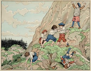 Illustration aus dem Buch „Le bon roy Henri“, illustriert von Job: Kindheit von Heinrich IV. bei den Bauern