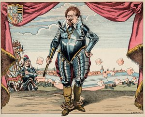Illustration aus dem Buch „Le bon roy Henri“, illustriert von Jacques Marie Gaston Onfray de Breville dit JOB (1858-1931): Porträt von Charles de Lorraine (1554-1611), Herzog von Mayenne, militärischer Führer der Liga, Feind von Henri IV - Private Sammlung von pseudonym for Onfray de Breville Jacques Job