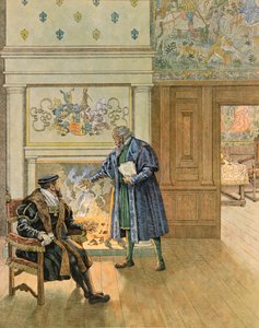 Geschichte Belgiens: Kaiser Karl V. (1500-1558) besucht die großen Kaufleute und Finanziers der Stadt Antwerpen von pseudonym for Onfray de Breville Jacques Job