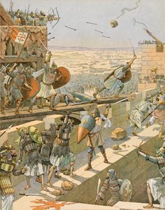 Illustration: Geschichte Belgiens - Englebert und Lietaud de Tournai stürmten 1099 als erste Jerusalem von pseudonym for Onfray de Breville Jacques Job