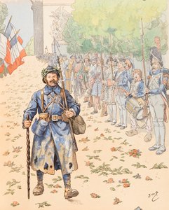 Le triumphe du poilu (Allegorie des französischen Militärs, das den Poilu ehrt) von pseudonym for Onfray de Breville Jacques Job