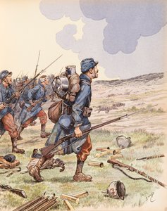 Jacques Marie Gaston Onfroy de Breville dit JOB (1858-1931) - Die Poilus während der Schlacht an der Marne im Ersten Weltkrieg, Privatsammlung