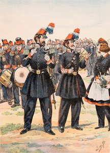 Uniformen der französischen Truppen zu allen Zeiten: Tambourmajor, Musikleiter und Kantiniere der Mobilen Garde von pseudonym for Onfray de Breville Jacques Job