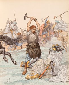 Der Schmied von Poitiers während der Schlacht von Poitiers im Jahr 732 von pseudonym for Onfray de Breville Jacques Job