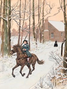 Illustration: Der junge George Washington verließ 1740 das Elternhaus für die Old Field School von pseudonym for Onfray de Breville Jacques Job