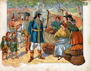 Joachim Murat (1767-1815) auf den Stufen in Spanien. Gravur von Jacques Marie Gaston Onfray de Breville dit Job (1858-1931)