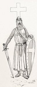 Ritter von Ludwig IX. genannt Sankt Ludwig (1214-1270) im Kreuzzugskostüm. Illustration von Job (Jacques Marie Gaston Onfray und Breville) für das Buch 