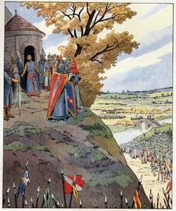 Meine Krone den tapferen Worten von König Philipp II., sagte Philipp August (1165-1223) zu den Herren vor dem Sieg in der Schlacht von Bouvines am 27. Juli von pseudonym for Onfray de Breville Jacques Job