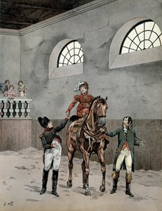 Napoleon I. Bonaparte (1729-1821) besuchte die Reitstunden der Kaiserin Marie Louise von Österreich (1791-1847) von pseudonym for Onfray de Breville Jacques Job