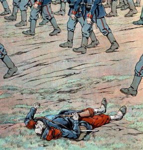 Preußen dringen in Frankreich ein: französischer toter Soldat