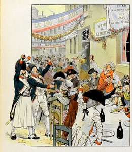 Revolutionäres Bankett nach der Eroberung der Bastille - Illustration von Job für das Buch „La Tour d