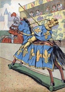 Szene der Geschichte Frankreichs in Spielzeug: Der Tod des Königs von Frankreich Heinrich II. (1519-1559). Am Tag der Hochzeit seiner Tochter Elisabeth mit Philipp II. von Spanien, 30. Juni von pseudonym for Onfray de Breville Jacques Job