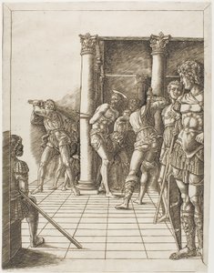 Die Geißelung Christi, mit dem Pflaster von school of Andrea Mantegna